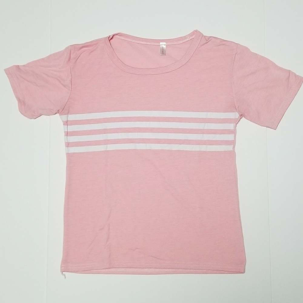 Pink w/ white stripe t-shirt